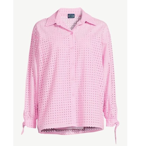Pink eyelet button up - Picture 2 of 7